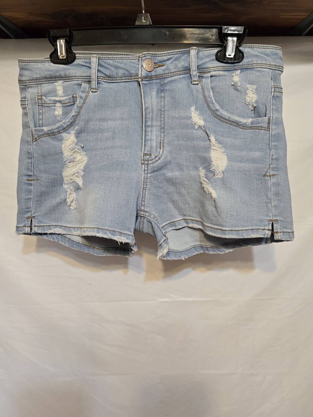 Nine Planet Light Blue Distressed Denim Shorts - Women